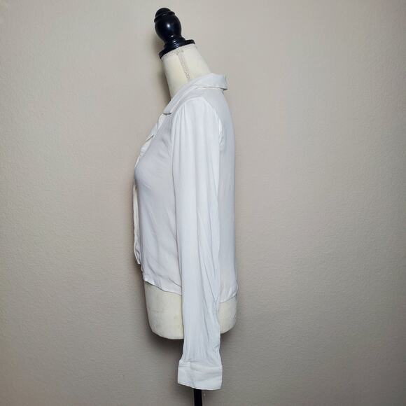 Socialite White Button Down Crop Top Small - Picture 4 of 7